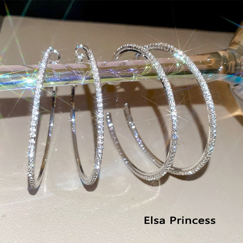 S925 Sterling Silver Moissanite Diamond Earrings 5cm Hoop Mosquito Coil Ear Clips Full Diamond Earrings Non-Pierced Ear Clips for Women