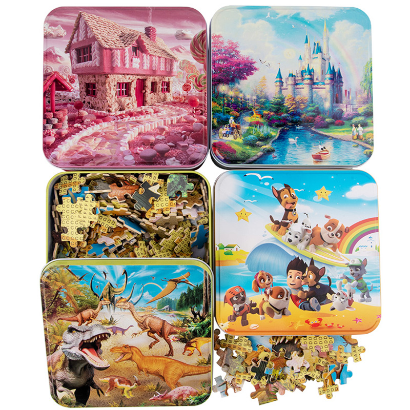 300500 1000 pieces of iron boxed wood puzzle children Puzzle Force High Difficulty Decompression Boy Girl Toys