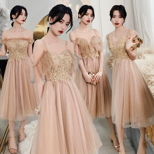 Платье подружки невесты, зимнее длинное вечернее платье, коллекция 2023, средней длины, для подружки невесты, по фигуре