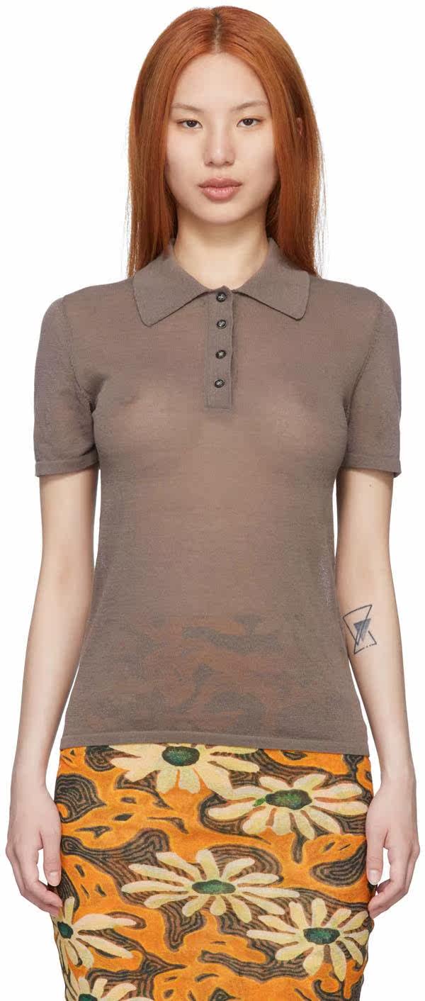 Nanushka Brown Elodie Polo Shirts