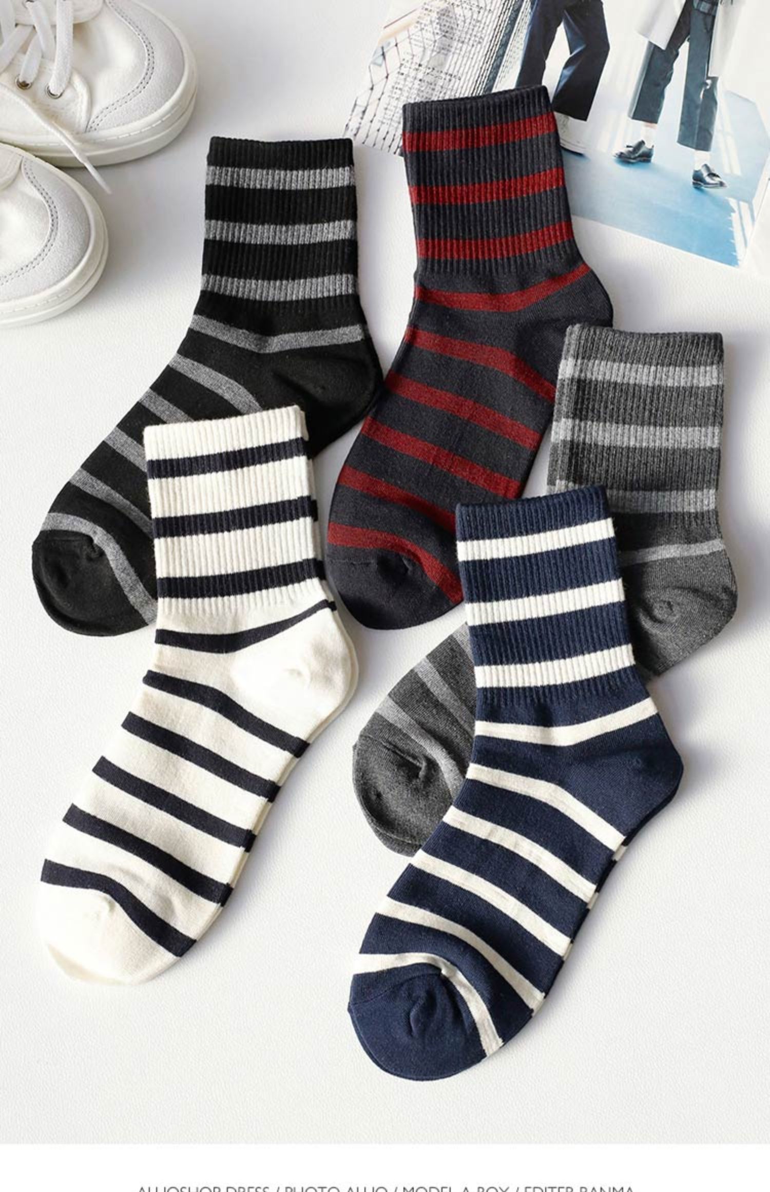 Hàn Quốc chính hãng sọc cotton thể thao vớ đôi vớ nữ mùa thu và mùa đông đại học ống gió vớ nam vớ cotton hoang dã - Vớ bông tất nam cổ ngắn