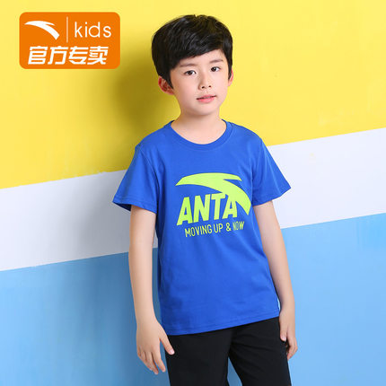 安踏童装儿童短袖2018夏季新款正品男童纯棉