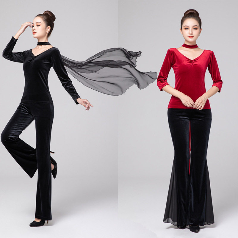 Body Etiquette Training Suit Gold Velvet Autumn Winter Model Walking Show Classical Dance Performance Dance Practice Women-Taobao