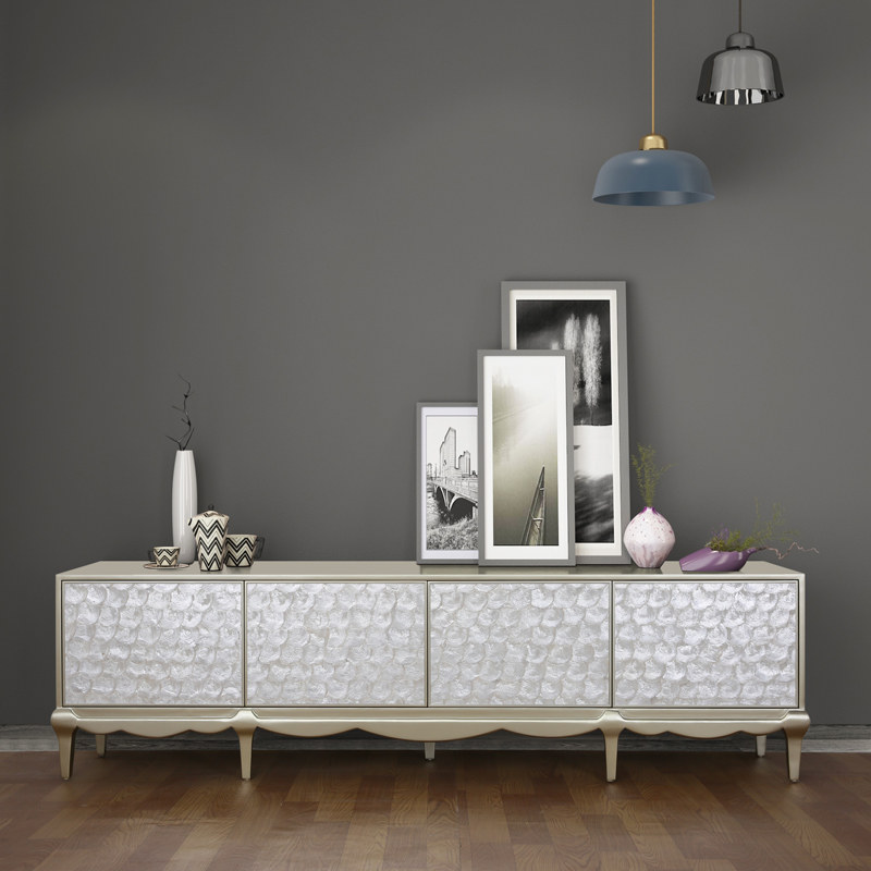 American light luxury solid wood shell TV cabinet post-modern TV cabinet neoclassical living room storage decoration tea table cabinet