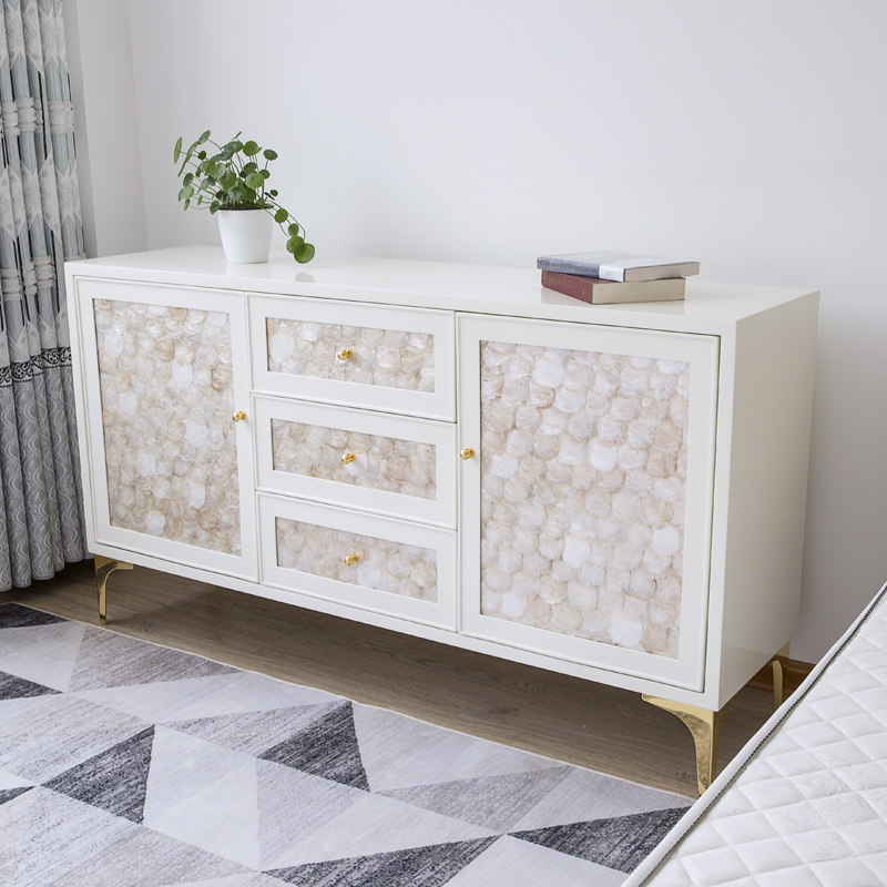 Entry porch cabinet Nordic light luxury shell decoration living room drawer storage dining cabinet modern minimalist bedroom drawer