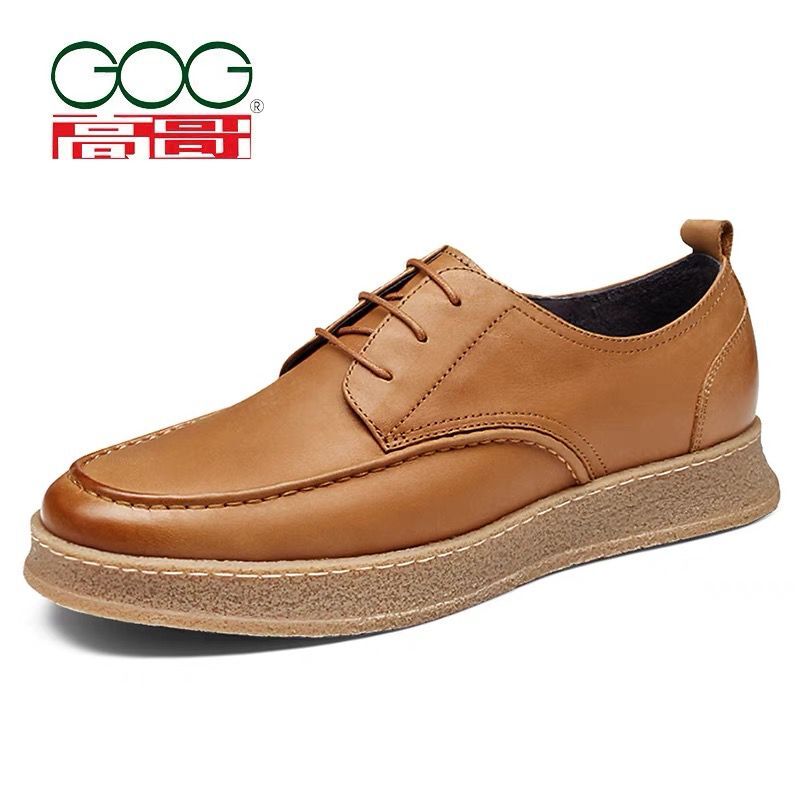 Gaoge inner height increase 6cm men's shoes men's spring and autumn new leather breathable soft surface British casual driving leather shoes