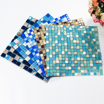 Crystal glass mosaic tile blue ice crack stone TV background wall bathroom kitchen porch puzzle