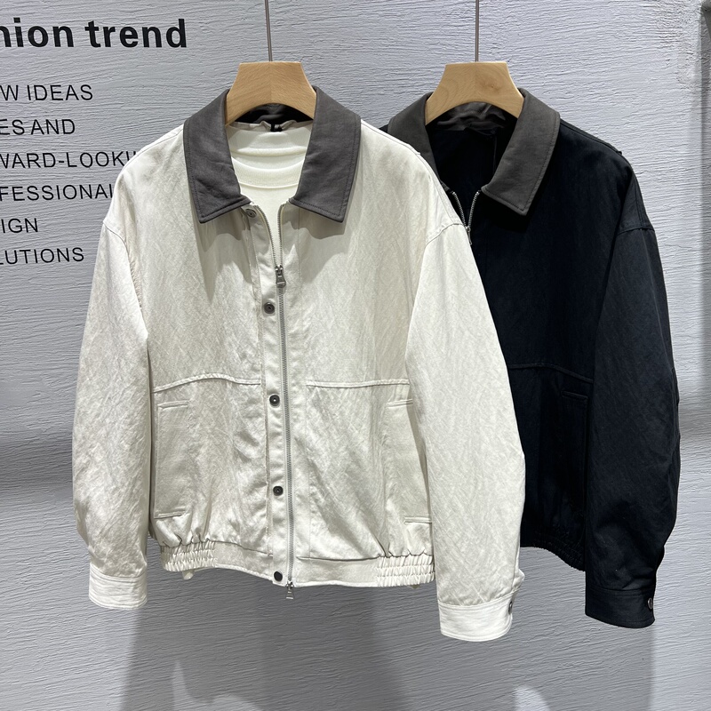 Tencel Washed Cotton Color-Block Barn Style Jacket for Men 2026 New Spring and Autumn Casual Loose Commuter Jacket Trendy