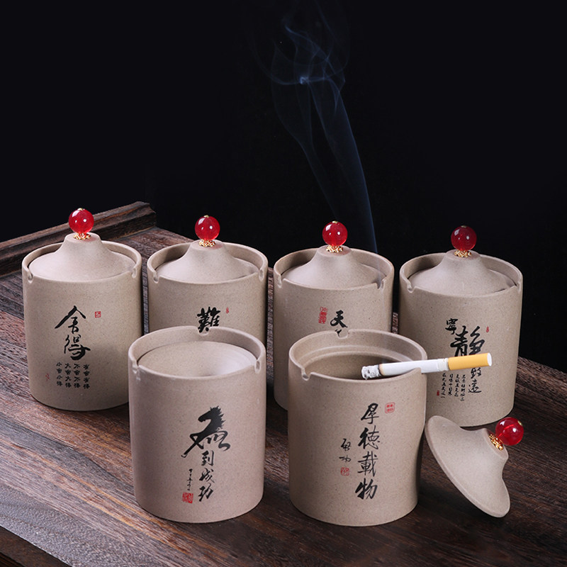 Net Red Ashtrays Creativity Home Ceramics Bucket Hat Lid Anti Smoke Taste Personality Trend Funnel Cover Office Smoke Barrel-Taobao