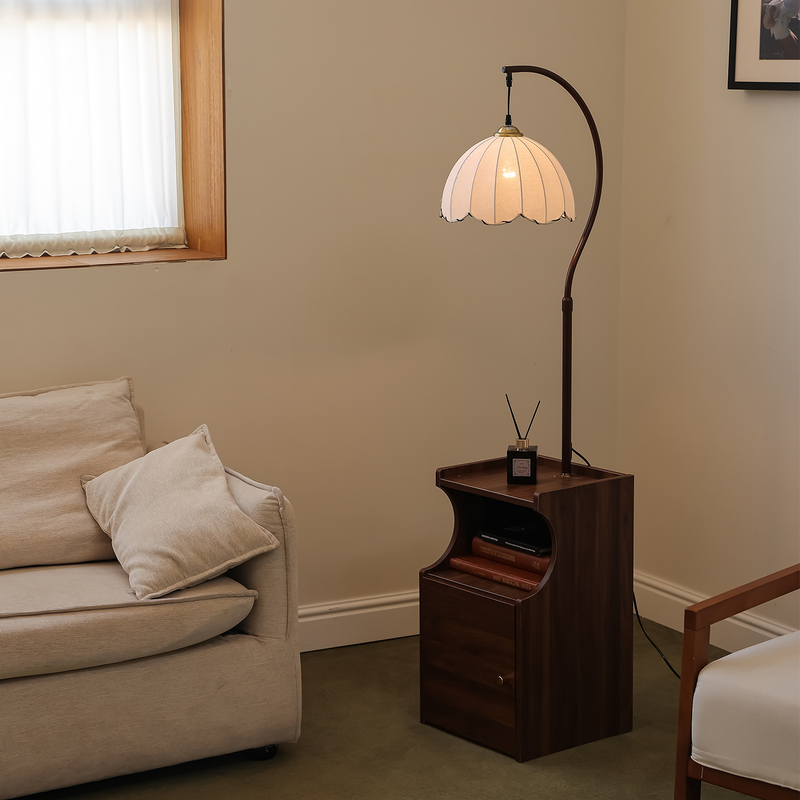 Medieval-Style Solid Wood Floor Lamp, Bedroom Bedside Counter Lamp, Integrated Storage Rack, Living Room Sofa Side Coffee Table, Ambient Light Medieval-Style Solid Wood Floor Lamp, Bedroom Bedside Counter Lamp, Integrated Storage Rack, Living Room Sofa Side Coffee Table, Ambient Light