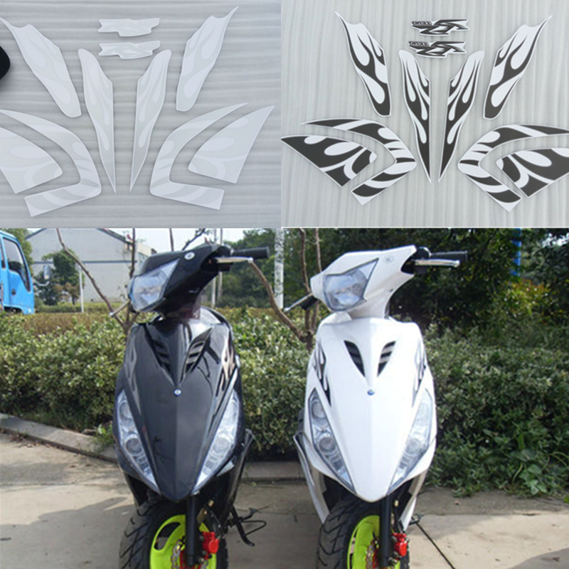 Locomotive RSZ ghost fire generation decal full car stickers Silver flame stickers film stickers modified decoration