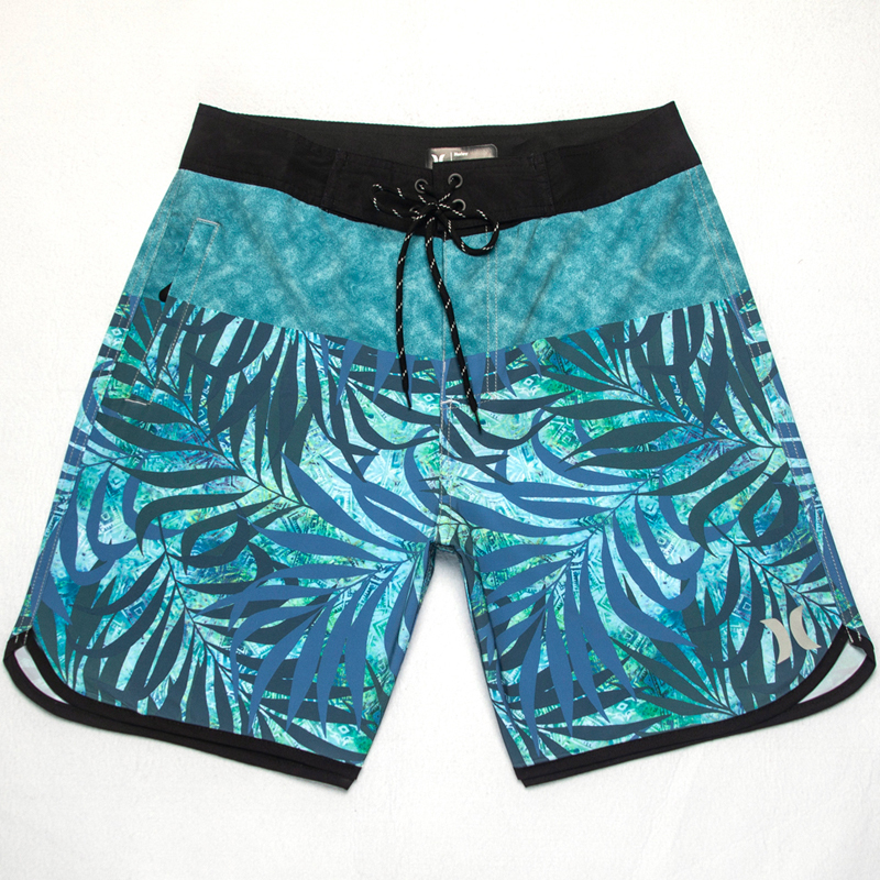 Qiansu Hurley Men's Beach Shorts Fitness Surfing Shorts Casual Sports Loose Large Size Shorts Elastic Quick-Drying Material