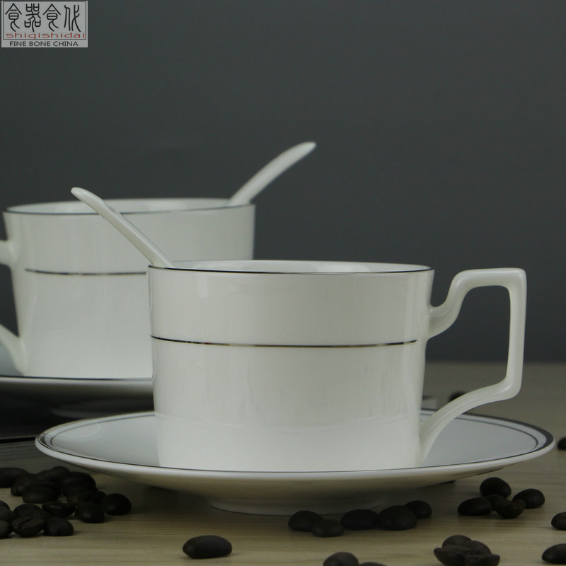 Bone China Eurostyle Coffee Cup Suit Silver Side Minimalist English-style Afternoon Tea Cup Creative Home Coffee Cup Red Tea Cup