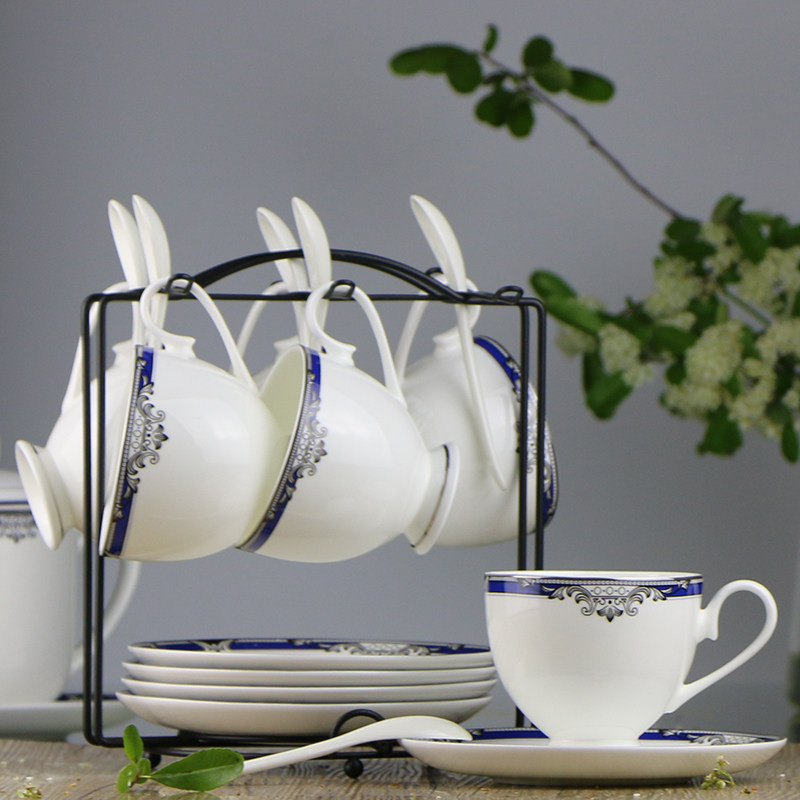 Eurostyle coffee cup disc bone porcelain minimalist silver side afternoon tea set creativity Sllan 6 pieces of coffee furniture delivery rack suit