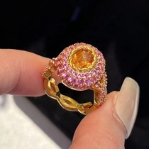 Magnificent Fanta·Twining vine red corundum Fanta ring S925 sterling silver second-hand light luxury socialite super beautiful diamond ring