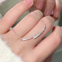 S925 sterling silver sweet and exquisite light luxury double row diamond arc light luxury pink diamond necklace womens heart-beating diamond clavicle chain