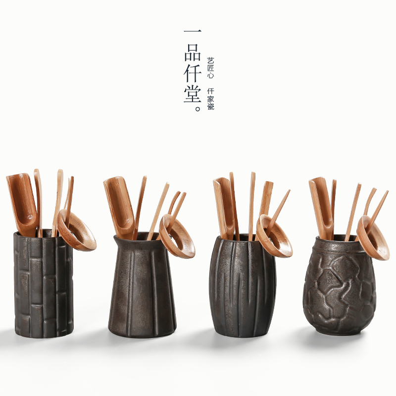 Yipin # $rust glaze ebony wood tea set tea accessories 6 gentleman kung fu tea tao tea tin