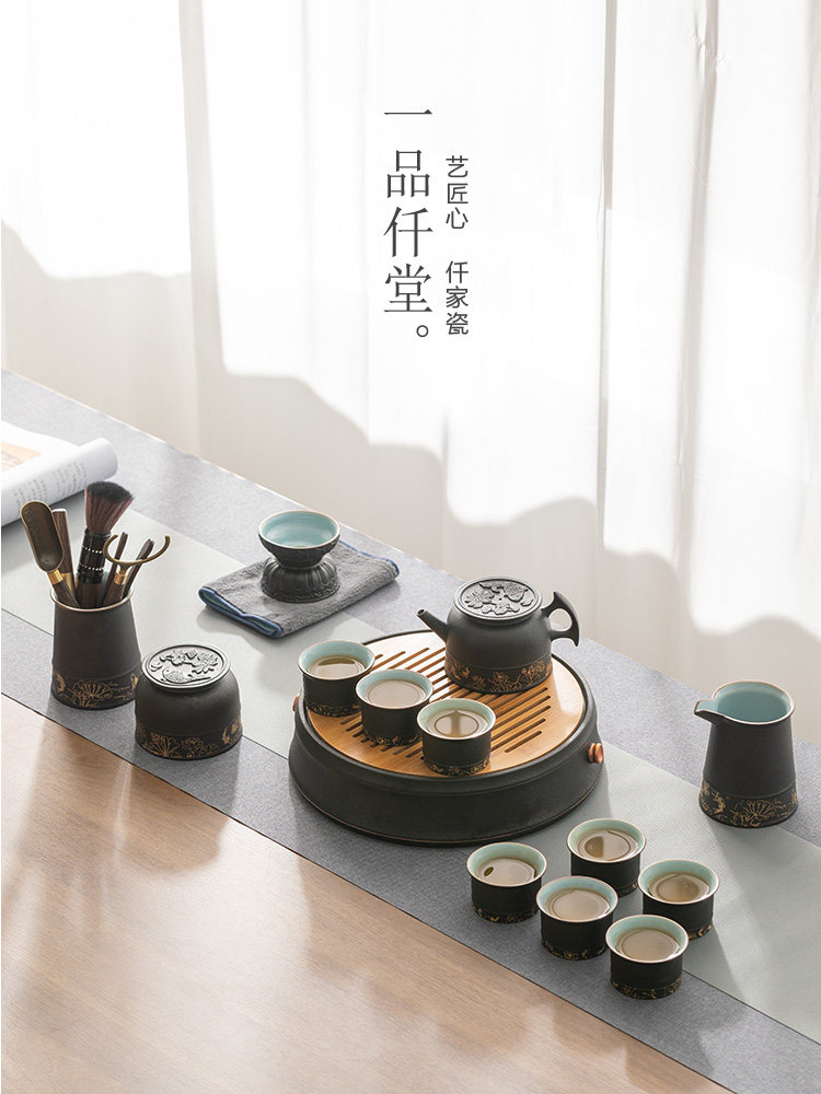Yipinqiantang Kung Fu tea set Home office guest tea Ceramic teapot Teacup High-grade gift box