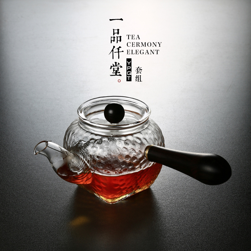Yipin thousand hall glass hammer heat - resisting teapot side spend pot of household filter teapot with thick transparent teapot