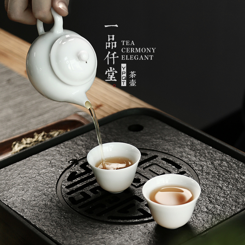 Yipin # $home white porcelain teapot pure color small tea ware dehua ceramic kung fu tea set single pot by hand
