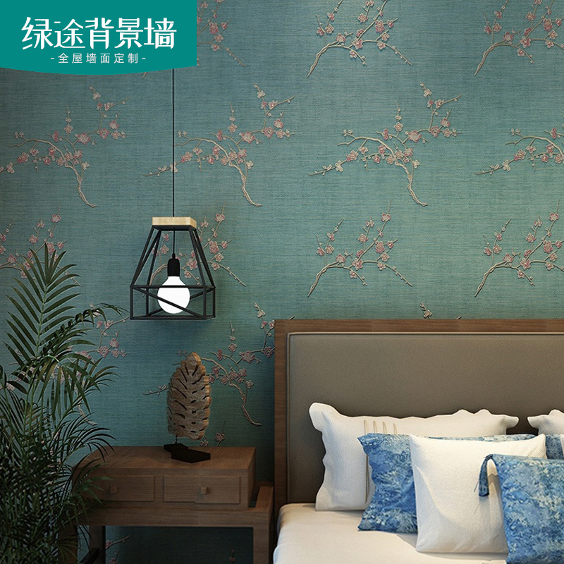 High-end embroidery non-woven wallpaper modern simple bedroom TV background wallpaper Chinese living room film and television wallpaper