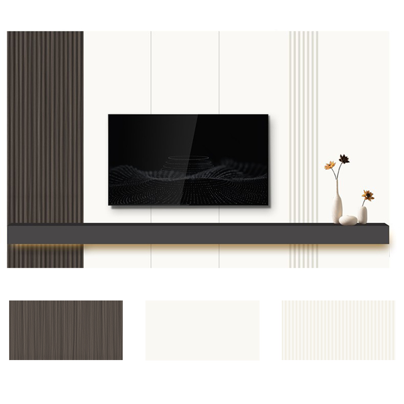 Modern light luxury living room bedroom sofa background wall custom wood veneer wall panel hard package simple solid wood grille