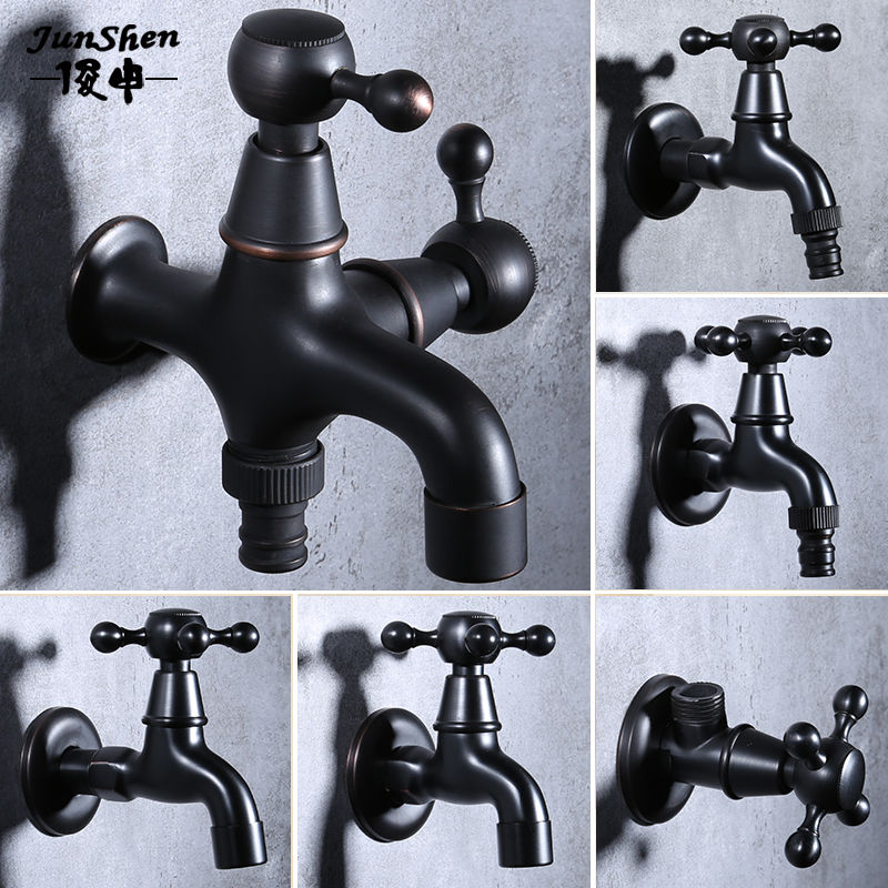 European and American style copper black washing machine faucet cold mop pool faucet outdoor lengthening antique tap 4 points