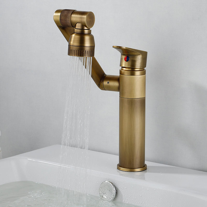 Universal full copper antique tap washbasin hot and cold terrace basin washout face pool Makeup Room Face Basin Retro Pure Copper