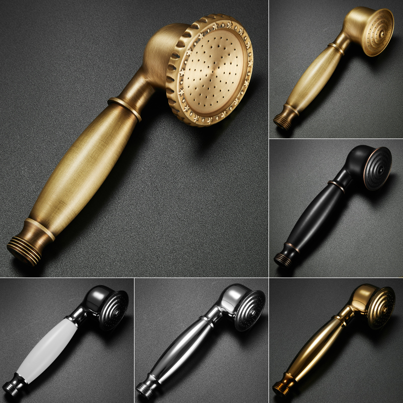Brass Antique-Style Shower Booster Handheld Showerhead Retro Household Pressurized Shower Water Heater Accessories