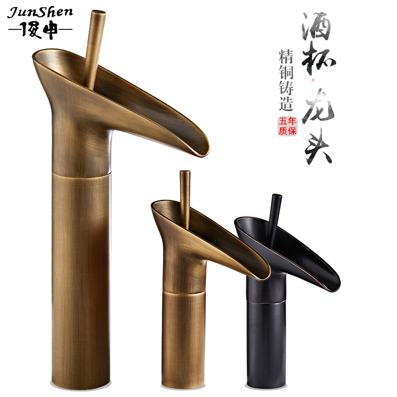 All copper antique faucet hot and cold table basin retro dressing room wash basin basin faucet single cold outdoor