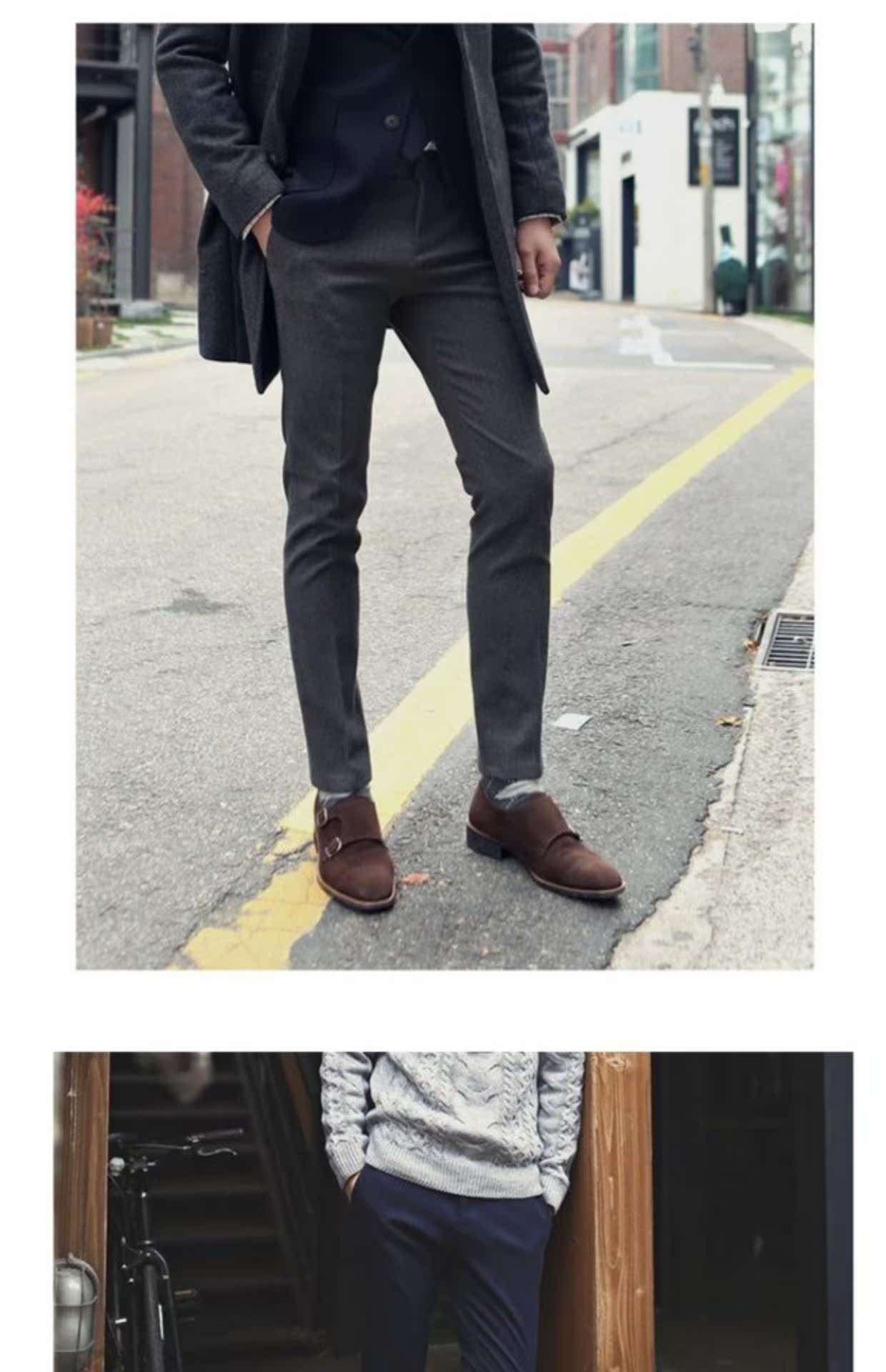 Phiên bản Hàn Quốc của mùa thu và mùa đông nam phiên bản dài của quần len Slim quần dài cao hơn 120 chiếc quần len dày quần sooc nam