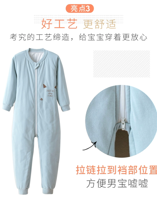 Áo tắm hình con hổ lớn bé trai Xiêm cotton đồ ngủ bé trai và bé gái Bộ đồ ngủ cơ thể trẻ em mùa thu và mùa đông 2-10 tuổi bé dày ấm áp quần áo thể thao trẻ em