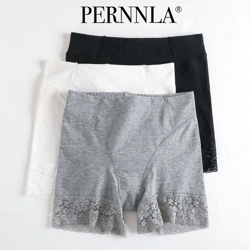 2 pairs of pure cotton belly-raising hips, high waist boxer briefs, female lace, no trace, safety and anti-light, ladies ' plus size pants