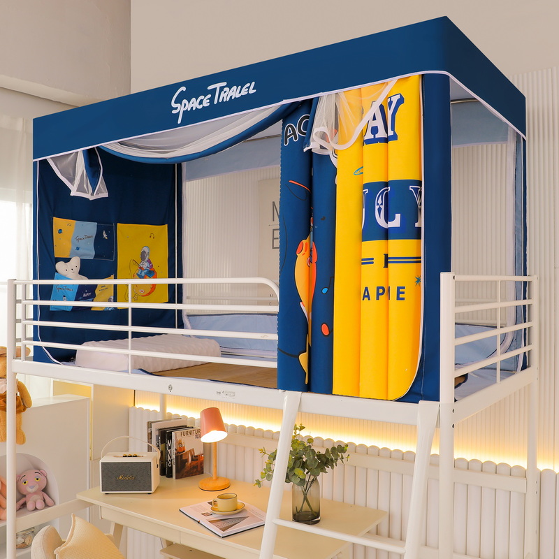 2021 new student dormitory digital with pocket integrated bed curtain mosquito screen for shading up and down laying with stainless steel bracket