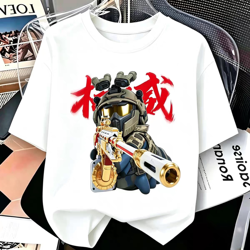 【Authoritative Expert on Bugs and Snipers】Pure Cotton Children's Clothing Delta Force Abstract Emoji Boys' Short-Sleeve T-Shirt 【Authoritative Expert on Bugs and Snipers】Pure Cotton Children's Clothing Delta Force Abstract Emoji Boys' Short-Sleeve T-Shirt