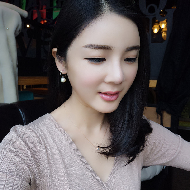 Sweet Beauty Han Edition New Fashion Pearl Silver Needle Ear Needle South Korea Temperament Accessories Beaded Earrings Earrings Earrings