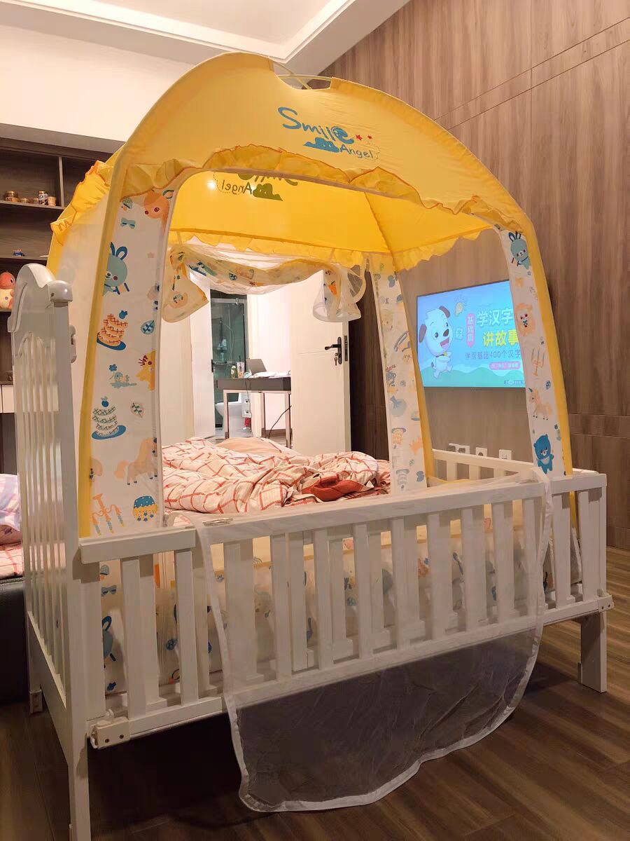 Crib Mosquito Nets Children Cartoon Encrypted Anti-mosquito anti-fall Mongolia Pack 80 1 3 70 1 4 60 Double door tent
