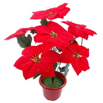 Artificial flower velvet Christmas flower poinsettia red flower celebration decoration fake flower silk flower bouquet potted plastic flower