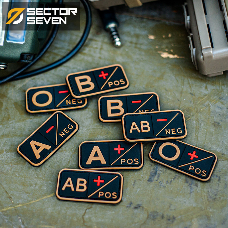 Section 7 PVC Outdoor Tactical Military Morale Arm Badge ABO POS Blood Type Recognition Mini Badge Magic Sticker