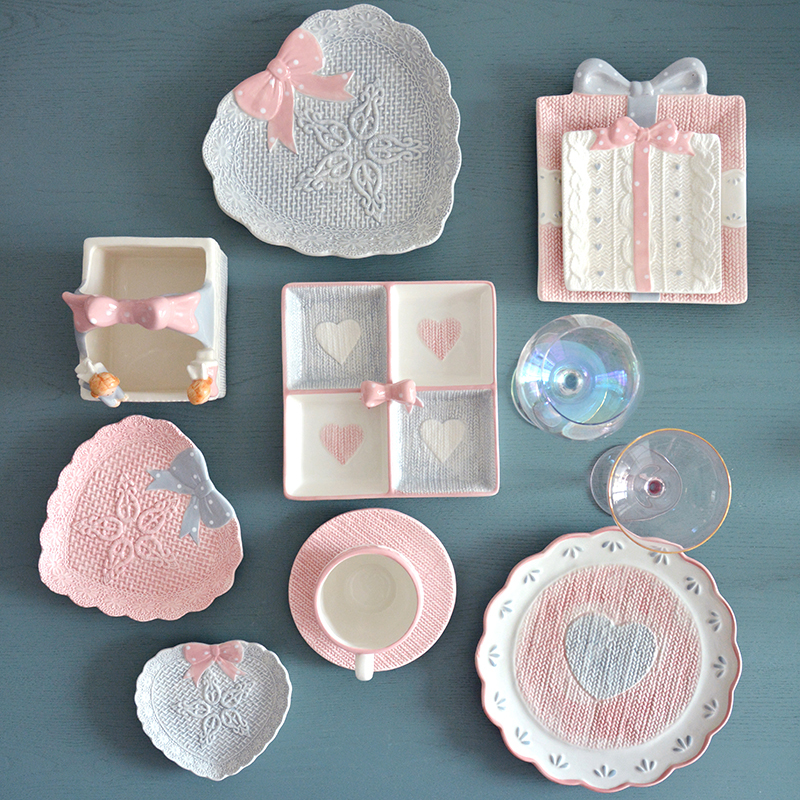 French-Style Hand-Painted Embossed Ceramic Plate, Exquisite Cup and Saucer, Trendy Plate, Heart-Shaped Dinner Plate, Cute Style Breakfast Plate, Square Plate French-Style Hand-Painted Embossed Ceramic Plate, Exquisite Cup and Saucer, Trendy Plate, Heart-Shaped Dinner Plate, Cute Style Breakfast Plate, Square Plate