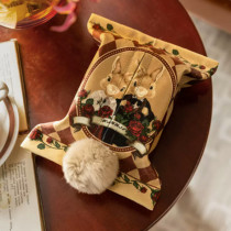 Cute rabbit blessing retro style creative romantic red rose dynamic rhombus pattern home living room storage fabric tissue box