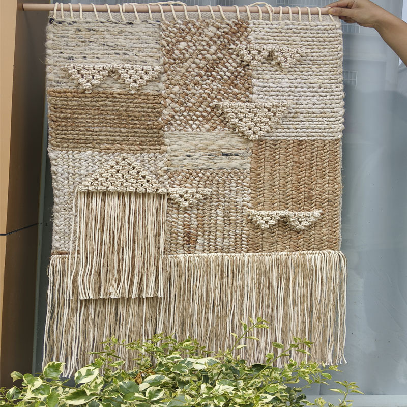 Real Shot of Hand-Woven Tapestry with Tassels and Stripes, Wall Hanging for Home Living Room, Electrical Box Decoration, Ethnic Style Wall Decoration Real Shot of Hand-Woven Tapestry with Tassels and Stripes, Wall Hanging for Home Living Room, Electrical Box Decoration, Ethnic Style Wall Decoration