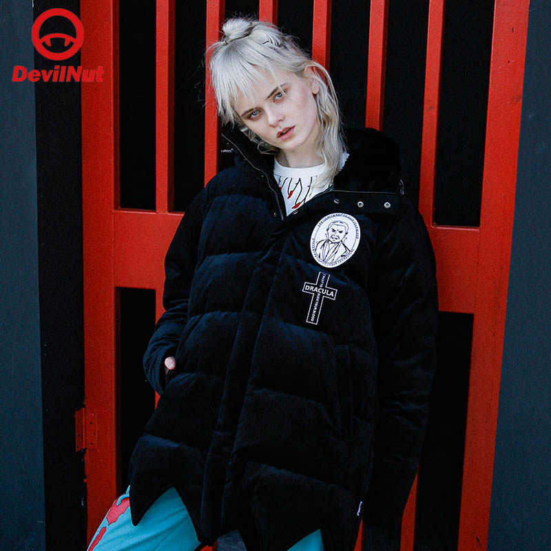 DEVIL NUT Tide Cards Devil men and women Casual Warm Down Clothing Flu Coat-Sucking Blood Baron AET