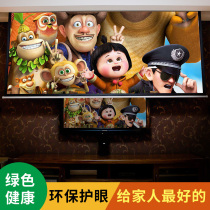 Mingqi projection screen HD 100 120 150 200 inch electric remote control household HD glass fiber bead