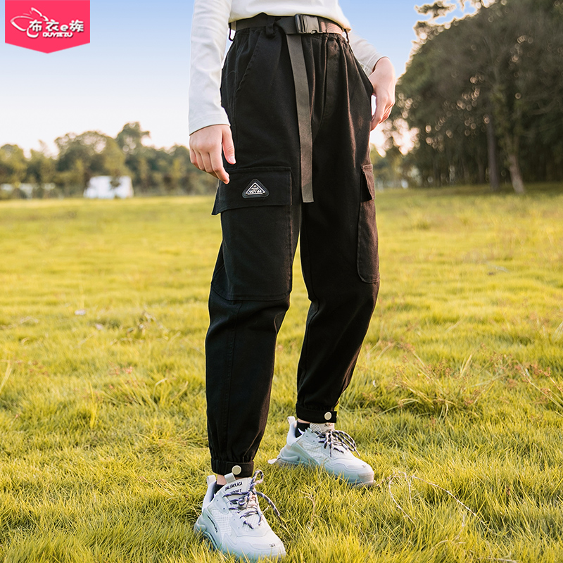 Girl pants 2023 new fall new CUHK Casual Ocean Gas Children Spring Autumn Girls Plus Suede Workwear Pants-Taobao