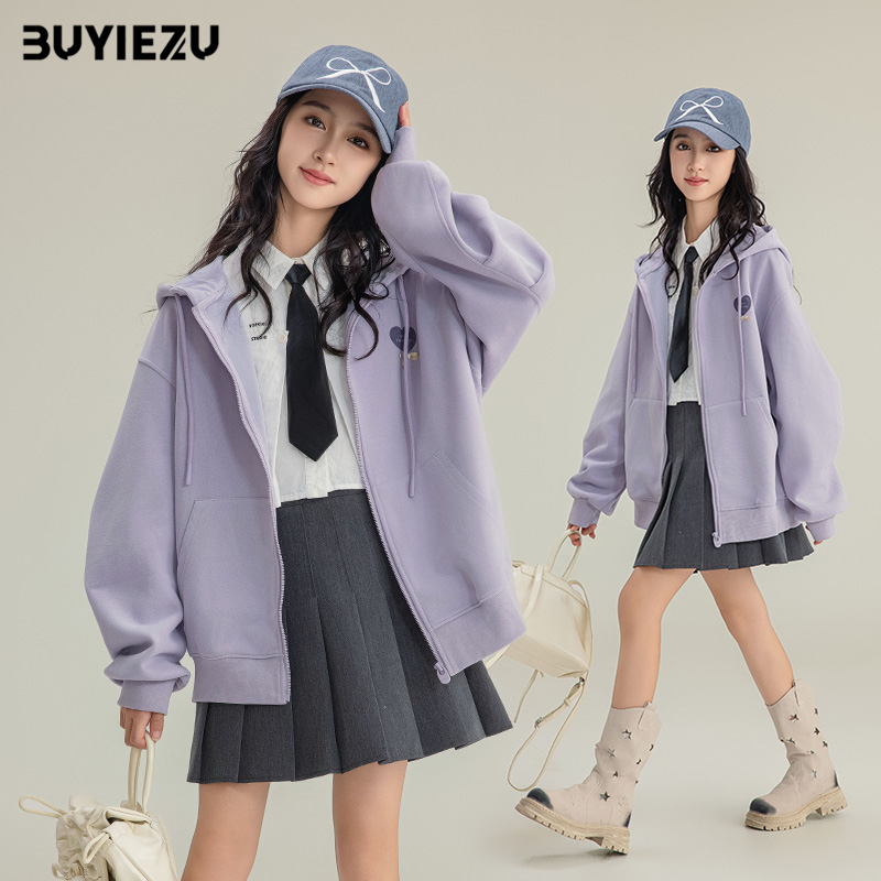 ビッグガールスプリングコート2025新型おしゃれ12歳女の子春秋婦人服中学生カーディガンセーター