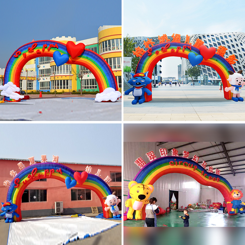 8 10 meters custom ice and snow festival cartoon model wedding inflatable arch rainbow gate kindergarten festival celebration activities