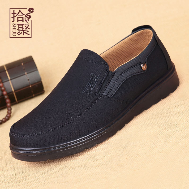 ten Poly-Old Beijing Cloth Shoes Men's Spring Autumn Casual Shoes Non-slip Soft Bottom Elderly Shoes Middle Aged Men Shoes Breathable Dad Shoes