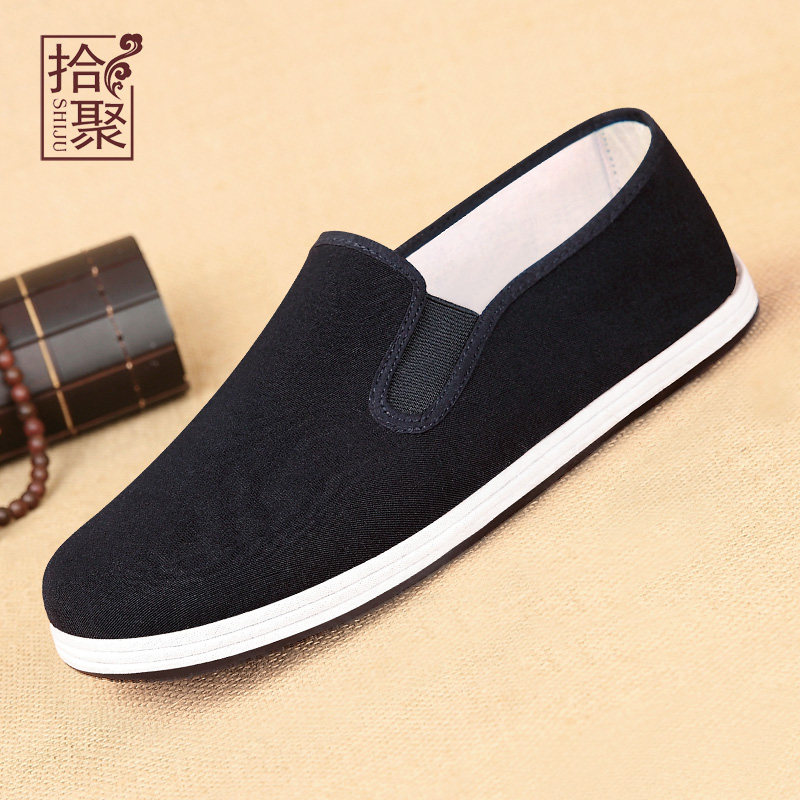 ten Poly-Old Beijing Cloth Shoes Men's Black Artisanal Floors Bottom China Wind Hanfu Shoes Dad Shoes Soft Bottom Casual Men's Shoes-Taobao