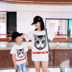 Trang phục khác nhau dành cho phụ huynh-trẻ em 2019 mới mùa hè rung động thời trang áo thun ngắn tay lưới đỏ mẹ và bé ngoại nữ khí - Trang phục dành cho cha mẹ và con áo trẻ em Trang phục dành cho cha mẹ và con